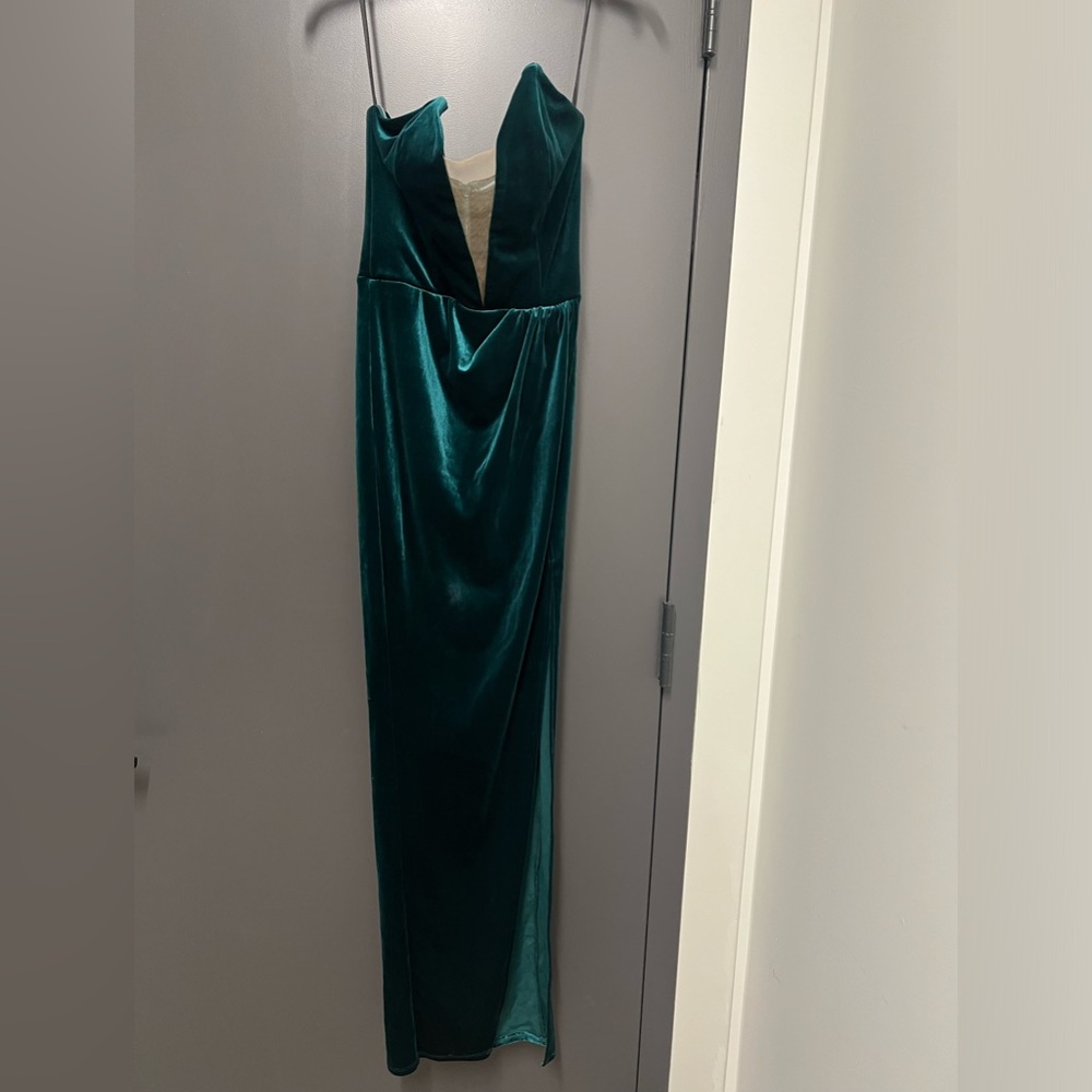 Michael Costello Teal Velvet Gown